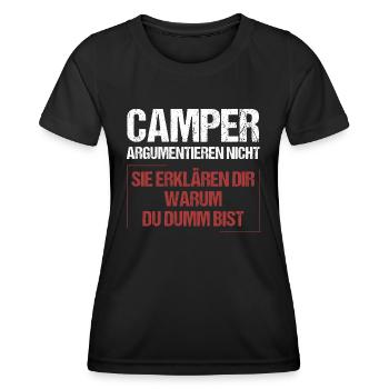 Les campeurs ne se disputent pas - T-shirt sport Femme - noir - Devant - AI Model Female 172 light (172cm)