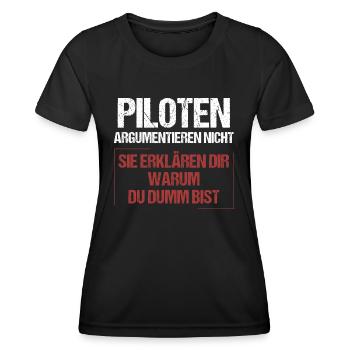 Pilots don't argue - Women's Functional T-Shirt - black - Front - AI Model Female 172 light (172cm)