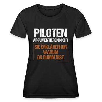Pilots don't argue - Women's Functional T-Shirt - black - Front - AI Model Female 172 light (172cm)