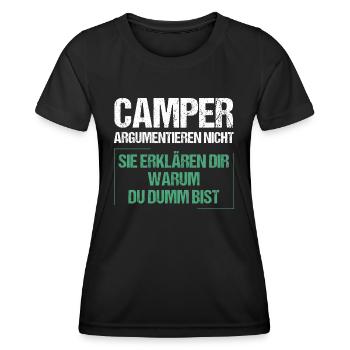 Campers don't argue - Women's Functional T-Shirt - black - Front - AI Model Female 172 light (172cm)
