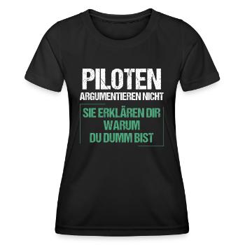 Pilots don't argue - Women's Functional T-Shirt - black - Front - AI Model Female 172 light (172cm)