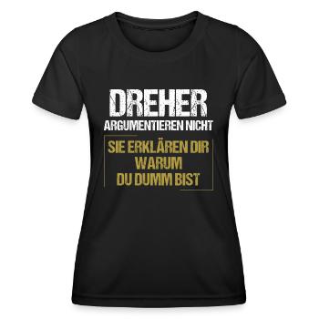 Les tourneurs ne discutent pas - T-shirt sport Femme - noir - Devant - AI Model Female 172 light (172cm)