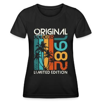 Octobre 1982 Cadeau d’anniversaire de naissance - T-shirt sport Femme - noir - Devant - AI Model Female 172 light (172cm)