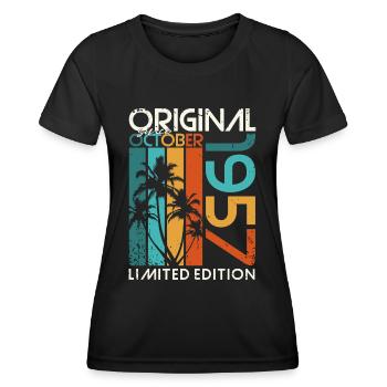 Octobre 1957 Cadeau d’anniversaire de naissance - T-shirt sport Femme - noir - Devant - AI Model Female 172 light (172cm)
