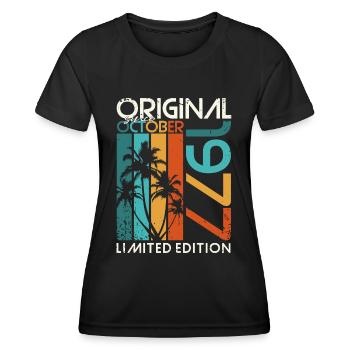 Octobre 1977 Cadeau d’anniversaire de naissance - T-shirt sport Femme - noir - Devant - AI Model Female 172 light (172cm)