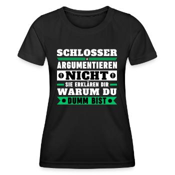 Les serruriers ne discutent pas - T-shirt sport Femme - noir - Devant - AI Model Female 172 light (172cm)
