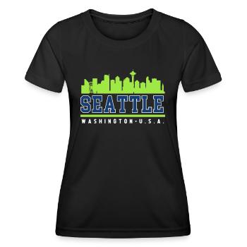 Seattle Skyline, Washington, États-Unis - T-shirt sport Femme - noir - Devant - AI Model Female 172 light (172cm)