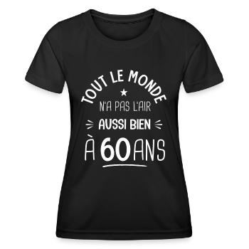 60 ans anniversaire 60 ans Cadeau 60 ans - T-shirt sport Femme - noir - Devant - AI Model Female 172 light (172cm)