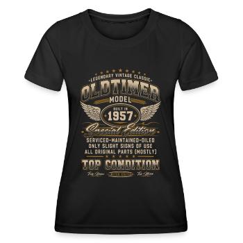 Oldtimer Baujahr 1957 Jahrgang Geburtstag Geschenk - Frauen Funktions-T-Shirt - Schwarz - Vorne - AI Model Female 172 light (172cm)