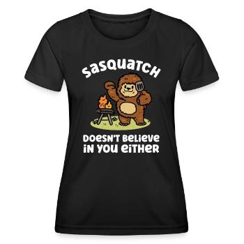 Sasquatch Bigfoot glaubt auch nicht an den Sommer - Frauen Funktions-T-Shirt - Schwarz - Vorne - AI Model Female 172 light (172cm)