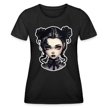 Goth Girl Gothic Süß Vampir Mystisch - Frauen Funktions-T-Shirt - Schwarz - Vorne - AI Model Female 172 light (172cm)