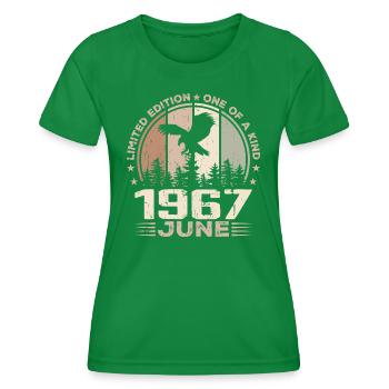 Incomparable since June 1967, 57th Anniversary - Women's Functional T-Shirt - kelly green - Front - AI Model Female 172 dark (172cm)