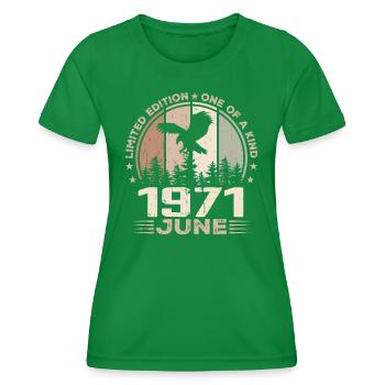 Unvergleichlich seit Juni 1971, 53. Jubiläum - Frauen Funktions-T-Shirt - Kelly Green - Vorne - AI Model Female 172 dark (172cm)