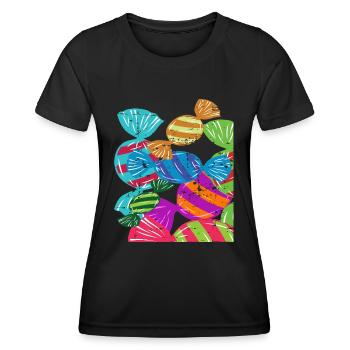 Bonbons - Frauen Funktions-T-Shirt - Schwarz - Vorne - AI Model Female 172 light (172cm)