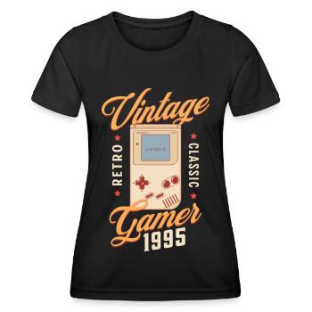Vintage Gamer 1995, 27 Years Anniversary Gamer - Women's Functional T-Shirt - black - Front - AI Model Female 172 light (172cm)