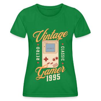 Vintage Gamer 1995, 27 Ans Anniversaire Gamer - T-shirt sport Femme - vert - Devant - AI Model Female 172 dark (172cm)