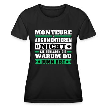 Monteure argumentieren nicht - Frauen Funktions-T-Shirt - Schwarz - Vorne - AI Model Female 172 light (172cm)