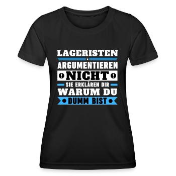 Les magasiniers ne se disputent pas - T-shirt sport Femme - noir - Devant - AI Model Female 172 light (172cm)