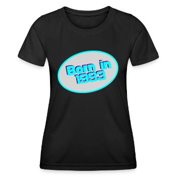 Né en 1993 - T-shirt sport Femme - noir - Devant - AI Model Female 172 light (172cm)