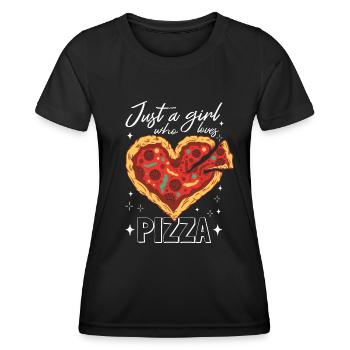 Juste une fille qui aime Pizza Pizza Slice Pizza Heart - T-shirt sport Femme - noir - Devant - AI Model Female 172 light (172cm)