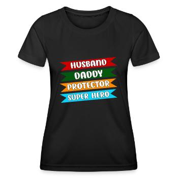 Father's Day Dad Dad Dad Dad Dad Dad - Women's Functional T-Shirt - black - Front - AI Model Female 172 light (172cm)