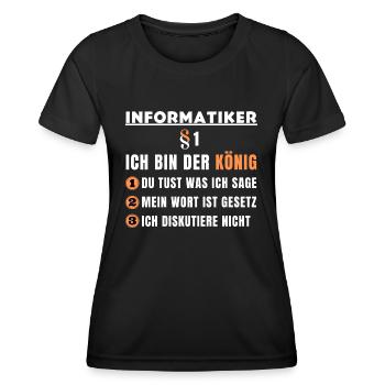 Computer Scientist Gift - I'm the King - Women's Functional T-Shirt - black - Front - AI Model Female 172 light (172cm)