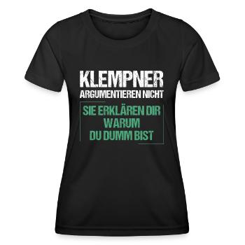 Plumbers don't argue - Women's Functional T-Shirt - black - Front - AI Model Female 172 light (172cm)