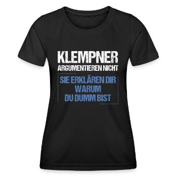 Plumbers don't argue - Women's Functional T-Shirt - black - Front - AI Model Female 172 light (172cm)