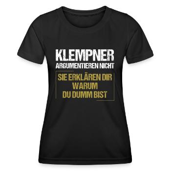 Plumbers don't argue - Women's Functional T-Shirt - black - Front - AI Model Female 172 light (172cm)