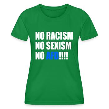 no racism no sexism no afd - Frauen Funktions-T-Shirt - Kelly Green - Vorne - AI Model Female 172 dark (172cm)