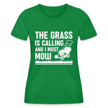 Das Gras ruft und ich muss mähen - Frauen Funktions-T-Shirt - Kelly Green - Vorne - AI Model Female 172 dark (172cm)