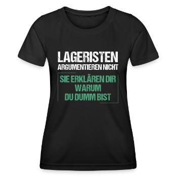 Les magasiniers ne se disputent pas - T-shirt sport Femme - noir - Devant - AI Model Female 172 light (172cm)