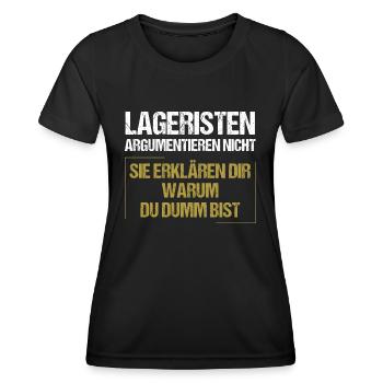 Les magasiniers ne se disputent pas - T-shirt sport Femme - noir - Devant - AI Model Female 172 light (172cm)