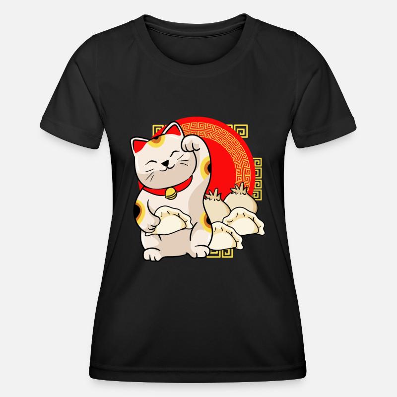 Lucky Cat And Dumplings - Women's Functional T-Shirt - black