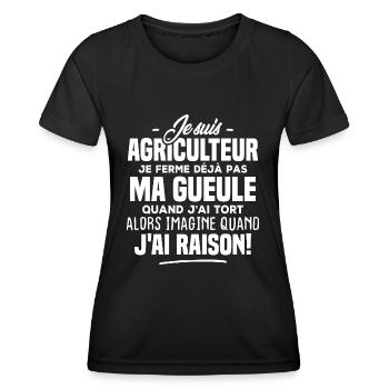 Je suis Agriculteur je ne ferme pas ma gueule - T-shirt sport Femme - noir - Devant - AI Model Female 172 light (172cm)