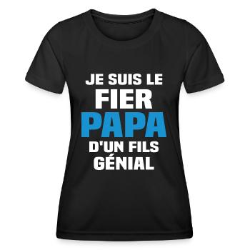 Je suis le fier papa d'un fils génial - T-shirt sport Femme - noir - Devant - AI Model Female 172 light (172cm)