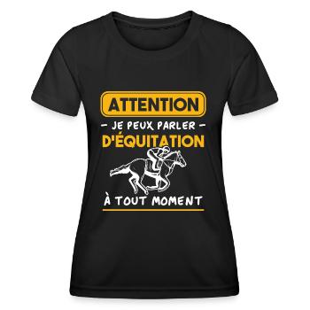 Ich kann jederzeit über das Reiten sprechen - Frauen Funktions-T-Shirt - Schwarz - Vorne - AI Model Female 172 light (172cm)