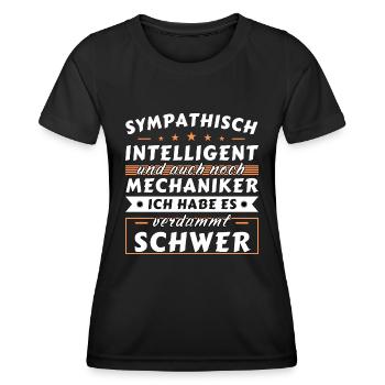 Sympathisch und intelligent - Mechaniker Edition - Frauen Funktions-T-Shirt - Schwarz - Vorne - AI Model Female 172 light (172cm)