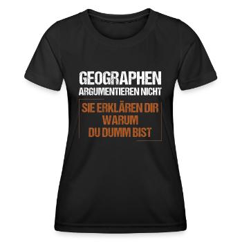 Les géographes ne discutent pas - T-shirt sport Femme - noir - Devant - AI Model Female 172 light (172cm)