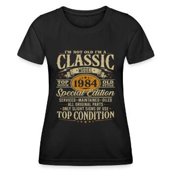 Millésime 1984 Classique Cadeau d’anniversaire - T-shirt sport Femme - noir - Devant - AI Model Female 172 light (172cm)
