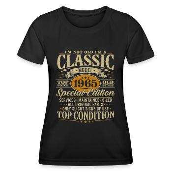 Cadeau d’anniversaire classique vintage 1965 - T-shirt sport Femme - noir - Devant - AI Model Female 172 light (172cm)