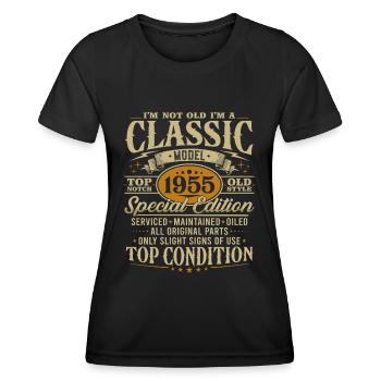 Jahrgang 1955 Klassiker Geburtstag Geschenk - Frauen Funktions-T-Shirt - Schwarz - Vorne - AI Model Female 172 light (172cm)