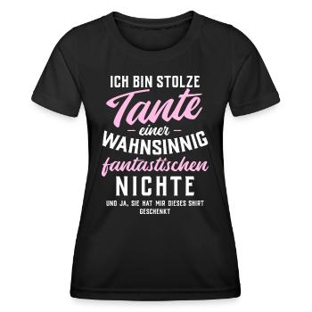 Stolze Tante einer wahnsinnig fantastischen Nichte - Frauen Funktions-T-Shirt - Schwarz - Vorne - AI Model Female 172 light (172cm)
