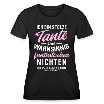 Stolze Tante von wahnsinnig fantastischen Nichten - Frauen Funktions-T-Shirt - Schwarz - Vorne - AI Model Female 172 light (172cm)