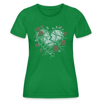 Cœur brisé avec des épines - Gothique - T-shirt sport Femme - vert - Devant - AI Model Female 172 dark (172cm)