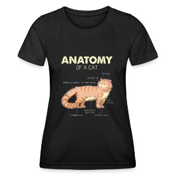 Katze Anatomy of a Cat - Lustige Katzengeschenke - Frauen Funktions-T-Shirt - Schwarz - Vorne - AI Model Female 172 light (172cm)