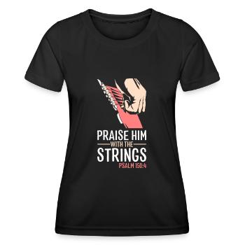 Christ Gitarrist Bibelvers Musiker Geschenk - Frauen Funktions-T-Shirt - Schwarz - Vorne - AI Model Female 172 light (172cm)