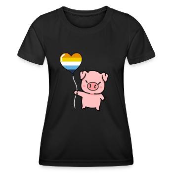 Pig Heart Balloon Aroace Pride - Women's Functional T-Shirt - black - Front - AI Model Female 172 light (172cm)