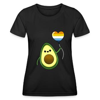 Avocado with Aroace Pride Balloon - Women's Functional T-Shirt - black - Front - AI Model Female 172 light (172cm)