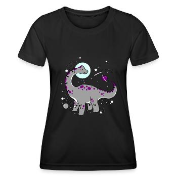 Ace Pride Dinosaurier Asexual Space - Frauen Funktions-T-Shirt - Schwarz - Vorne - AI Model Female 172 light (172cm)